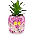 Silver Buffalo Disney Alice in Wonderland Cheshire Cat 3-Inch Ceramic Mini Planter w/Artificial Succulent | Small Flower Pot, Faux Indoor Plants for Desk Shelf, Home Decor Trinket Tray