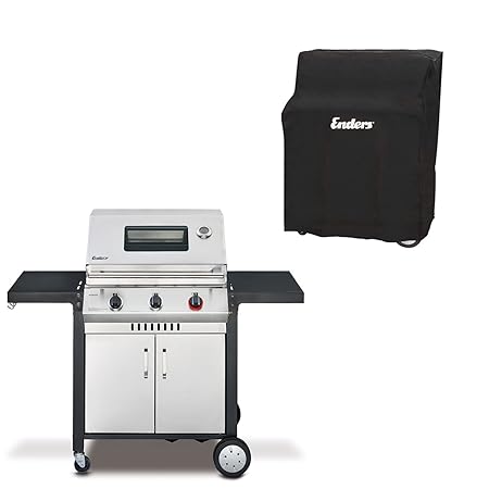 Gasgrill Enders MONROE 3 S Turbo - BBQ Gas Grill Bundle mit WETTERSCHUTZHÜLLE - Steak Turbo Zone, Simple Clean, 3 Edelstahl-B