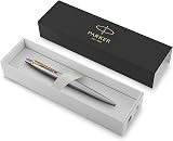 Parker Jotter Ballpoint Pen Stainless Steel Golden Trim Medium Blue Ink Gift Box view 2