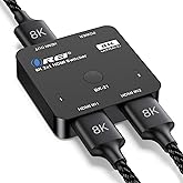 OREI 8K 2-Port HDMI 2.1 Switch, 8K@60Hz, 4K@120Hz, Auto and Manual Switch | hdmi switch 2 in 1 out, hdmi 2.1 switch 4k 120hz, 48Gbps, HDR10, Dolby Vision, PS5/Xbox, IR Remote
