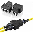 Aoiutrn RJ45 Splitter Adapter, USB 1 to 2 Network Connector Dual LAN Ethernet Socket 8P8C Extender Plug Cable for Cat5, Cat5e, Cat6, Cat7