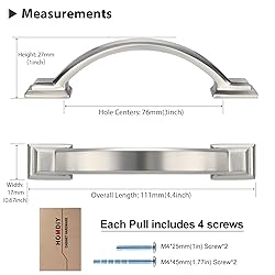 homdiy 10 Pack 3 Inch Cabinet Handles Brushed