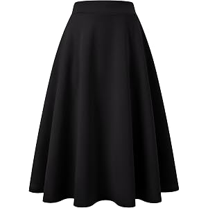 ANRABESS Women's A-Line Elastic High Waist Midi Skirts | Air Layer Wrinkle Free Long Skirt with Pockets, Work Business Casual