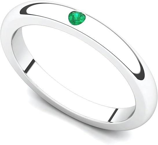 Amazon 18 Kホワイトゴールドベゼルセットエメラルドバンドリング リング 通販