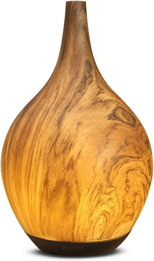 120ml Aroma Diffuser Ultrasonic Essential Oil Mist Humidifier Portable with LED Light and Waterless Auto Shut-off Wood Grain Beak Aromatherapy Diffuser Decoration for Home Office(Brown)