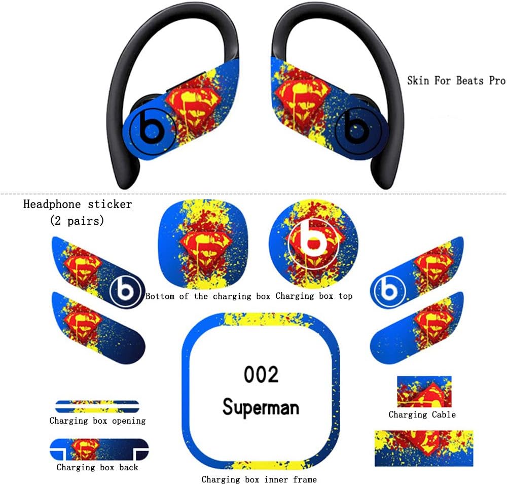 Batter Marble PowerBeats Pro Skin -Sticker- Ultra Thin, Lightweight Vinyl Decal Protection for Beats PowerBeats Pro (Superman)