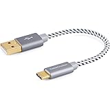 USB Type C Cable,CableCreation Short 0.5ft Braided USB-C to USB A Cable Compatible with The New MacBook, Nexus 5X/6P & More,15CM Gray [56K Ohm Resistance]