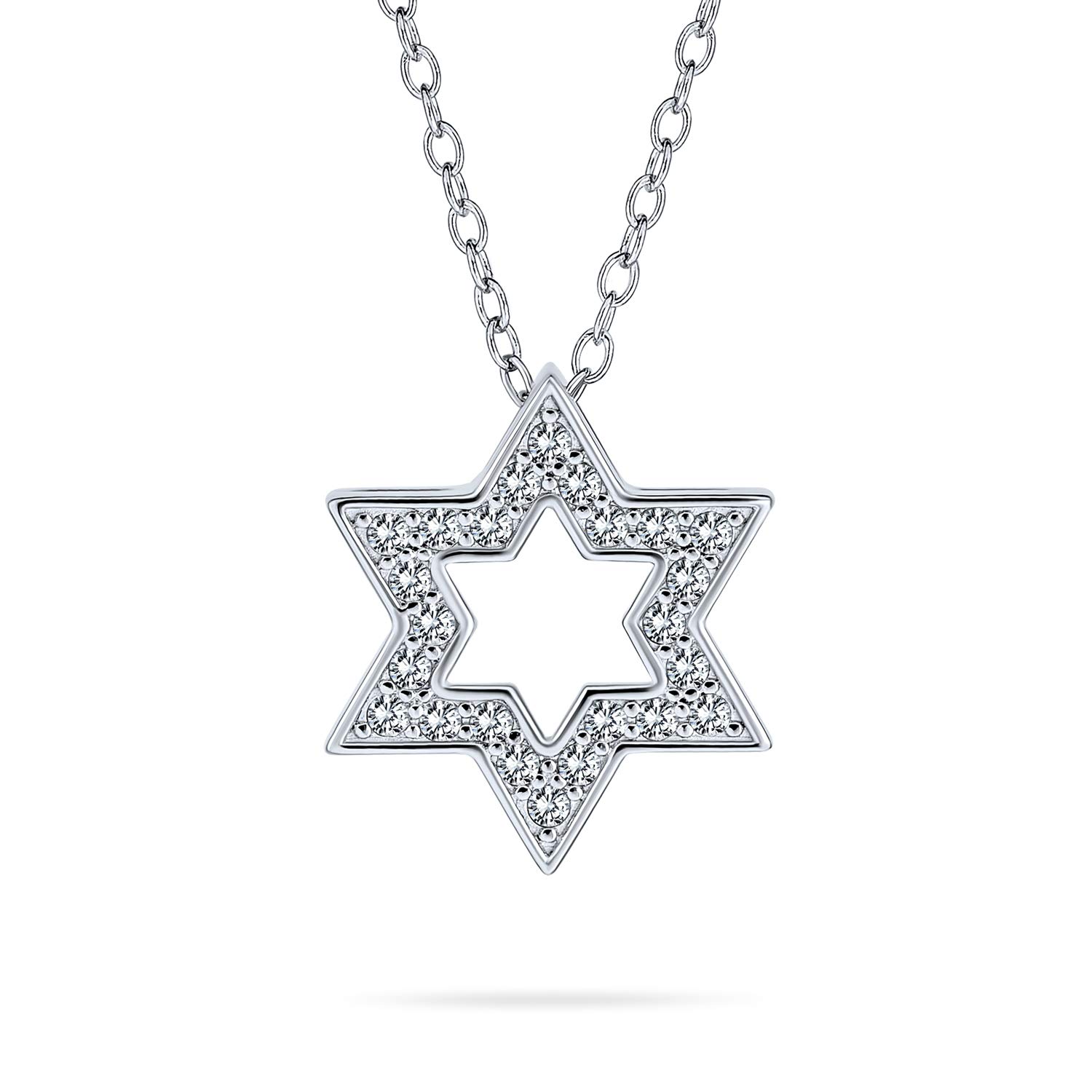 Bling Jewelry Traditional Hanukkah Star of David Pendant Necklace: CZ Accent, Sterling Silver for Women & Teen Bat Mitzvah — image 1