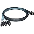 OIKWAN Internal Mini SAS to SATA Cable, SFF-8643 to SATA Forward Breakout Compatible with Raid Controller Hard Drive (3.3ft)