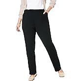 Woman Within Plus Size 7-Day Knit Straight Leg Pant Stretch Elastic Waist (Petite & Tall Available)