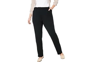 Woman Within Plus Size 7-Day Knit Straight Leg Pant Stretch Elastic Waist Petite & Tall
