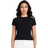 MIDMX Womens Short Sleeve Shirts Solid Color Cotton T-Shirt for Women Casual Bodysuit Summer Basic Crewneck Tee