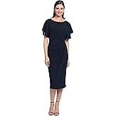 Maggy London Women's Dresses Boat Neck Flutter Sleeve Dress Occasion Event Guest of