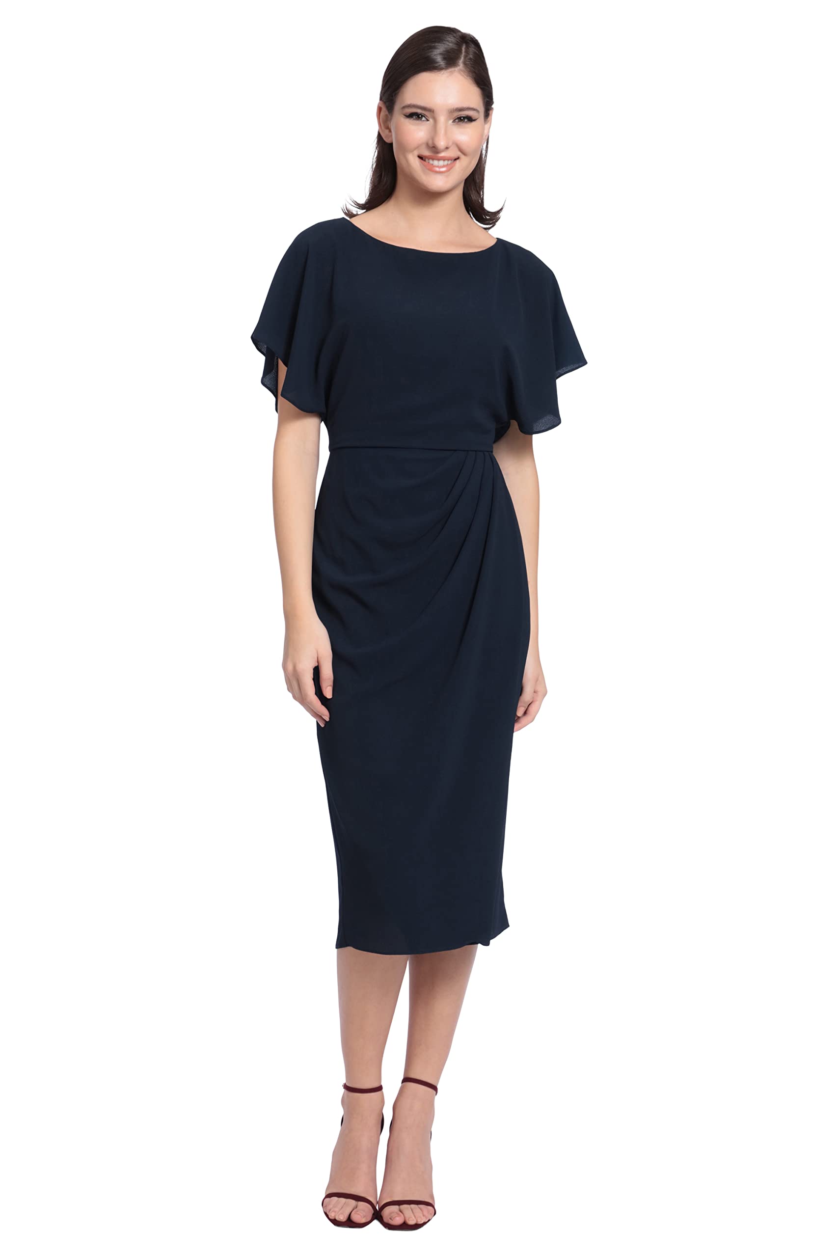 Photo 1 of Maggy London Women's Boat Neck Flutter Sleeve Dress Occasion Event Guest of, Navy Blazer, 12