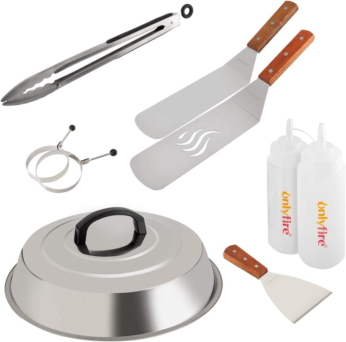 onlyfire Professional BBQ Griddle Tool Kit Great for Grill Griddle Flat Top Cooking Camping, with One 12” Melting Dome, 9 pcs : Garden & Outdoor
