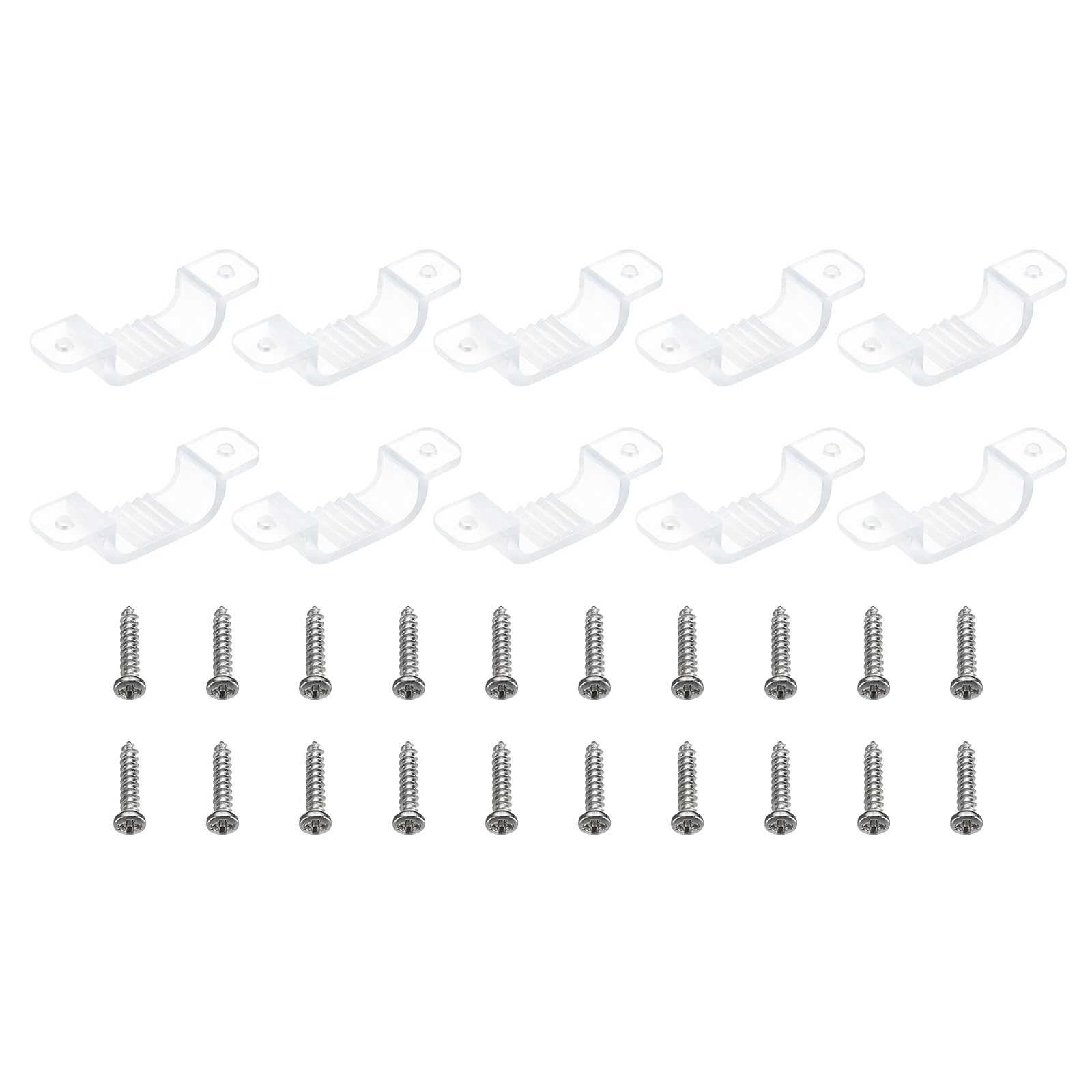 PATIKIL LED Strip Light Clips, 100 Pack Mounting Bracket Fixing Clips Clamp Holders with Screws for 15mm-17mm Neon RGB Light Cable Ribbon, Translucent