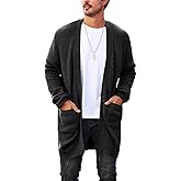 Runcati Mens Cardigan Sweater Casual Cable Knit V Neck Open Front Ribbed Long Winter Sweaters