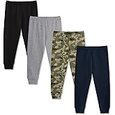 GLASH Kids Baby and Toddler Boys Cotton Pants, 4 Pack 2T-6Y Joggers Sweatpants for Boys