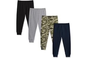 GLASH Kids Baby and Toddler Boys Cotton Pants, 4 Pack 2T-6Y Joggers Sweatpants for Boys