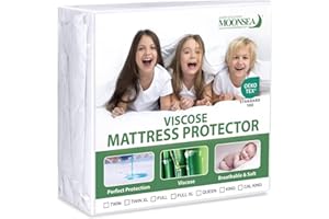 MOONSEA Waterproof Mattress Protector Twin Size, Skin Friendly and Breathable Twin Mattress Cover for Kids, Viscose Jersey Mattress Pad with 14" Deep Pocket