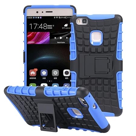 ECENCE Handyhülle Schutzhülle Outdoor Case Cover + Panzerfolie kompatibel für Huawei P9 Lite Handytasche Blau 14040309
