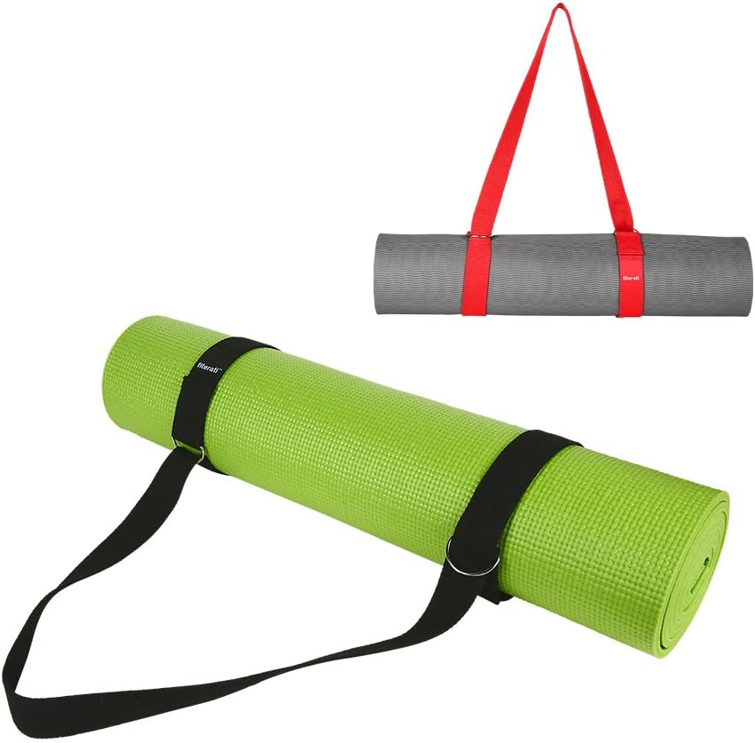 Best Yoga Mat Strap - 100% Premium Cotton Yoga Mat Sling Harness with EZFix D-Rings - Fits all Yoga Mats. Guaranteed.