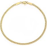 TRUMIUM 18k Gold Plated Link Chain Bracelets for Men Women 3mm Diamond-Cut Mens Gold Cuban Chain Length 7/8/9 inches