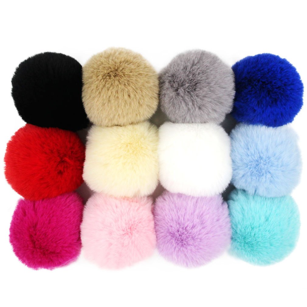 Furling Pompoms DIY Pack of 12 Faux Fur Pom Poms for Hats Soft Knitting Accessories (Colorful Mix, 8cm) โ image 1