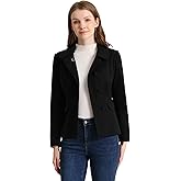 Allegra K Women's Peter Pan Collar Peacoat Double Breasted Short Coat