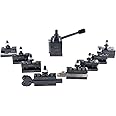 Accusize Industrial Tools 11 Pcs AXA Wedge Type Quick Change Tool Post Set for Lathe Swing 6"-12" incl. 1 Cutoff & Grooving and 1 Knurling Holders