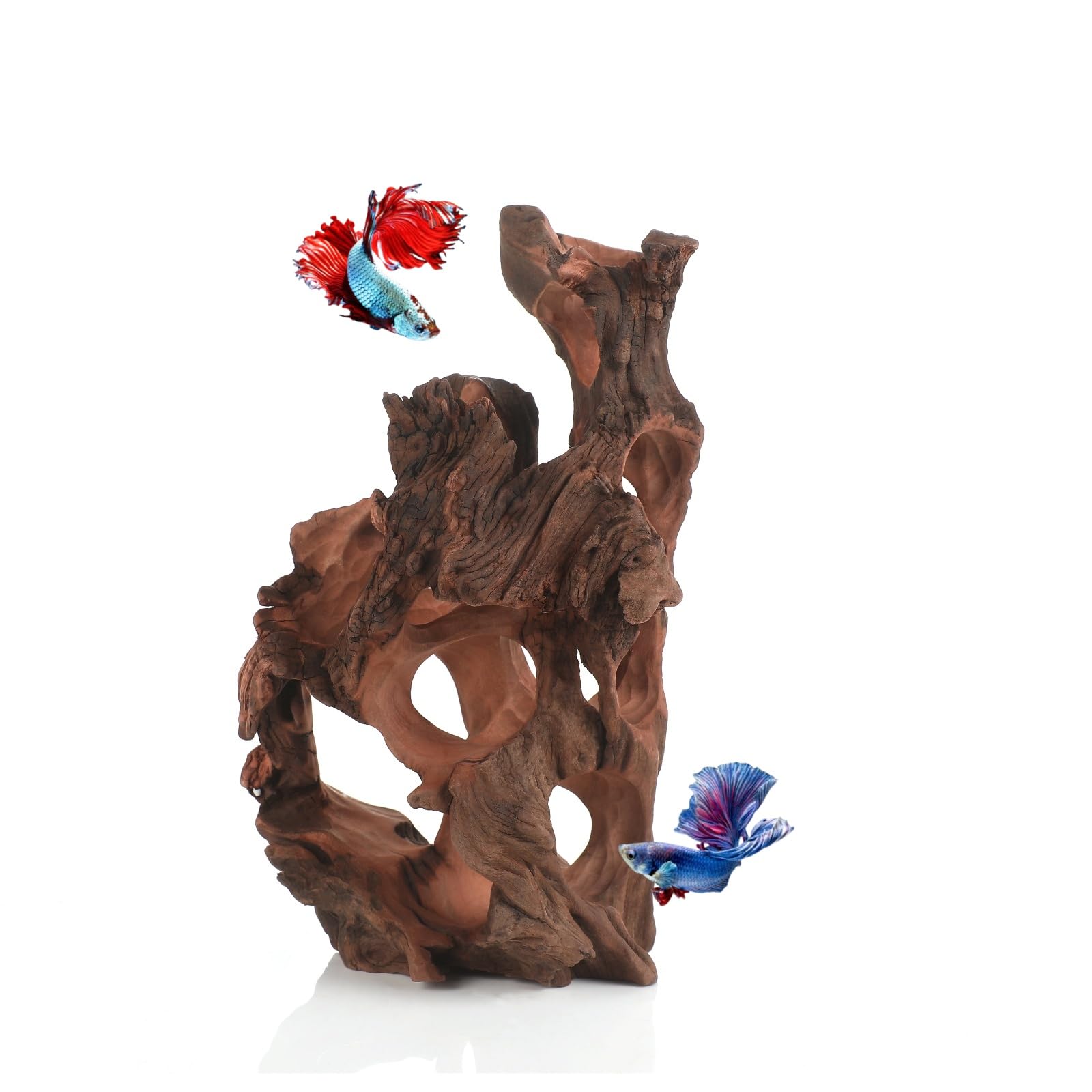 Photo 1 of Natural Wood Aquarium Cave Betta Fish Hideout for Aquarium Fish Tank Decorations-Reptile Hide-Snake Hide-Cave for Cichlids Habitat Shelter for Crayfish Shrimp and Other Aquatic Pets 9-11.8"