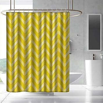 Amazon Com Fakgod Yellow Chevron Shower Curtain Vertical Retro
