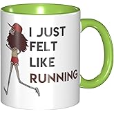 LINKEQICHE Forrest Gump Mug I Just Felt Like Running Coffee Mugs Funny Novelty Office Work Gift Best Birthday Christmas Gifts For Men Women Mom Dad Runner Internal And Handle Green 11Oz Mug