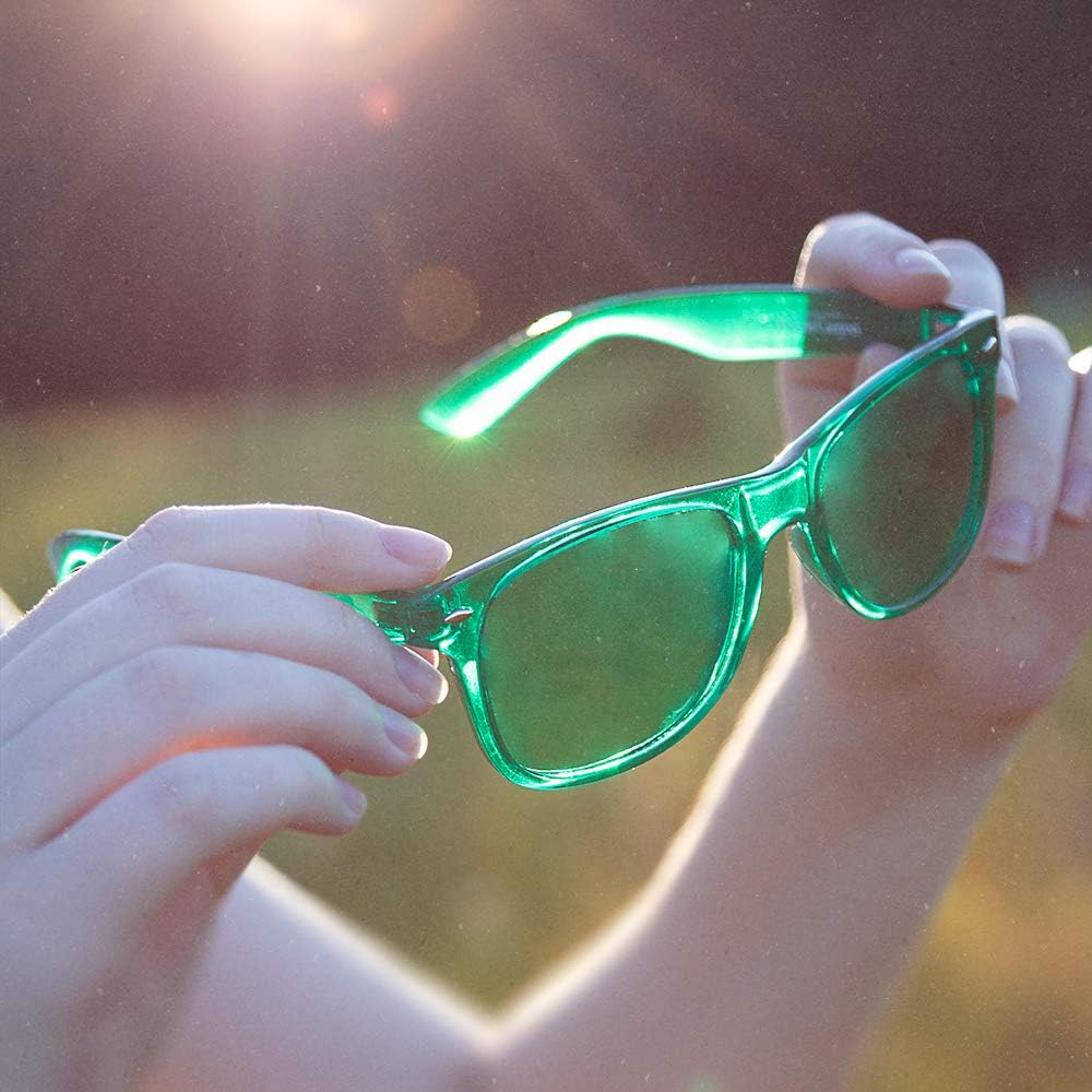 Green Color Therapy Mood Glasses by Purple Canyon | Migraine Glasses Light Therapy Chakra Healing Glasses Chromotherapy Green Colored Lenses: Health & Personal Care