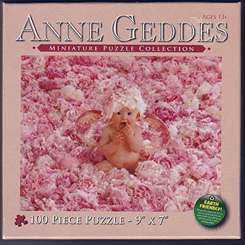 Anne Geddes Miniature Jigsaw Puzzle Baby Playing in Pink Peonies - 100 Pieces