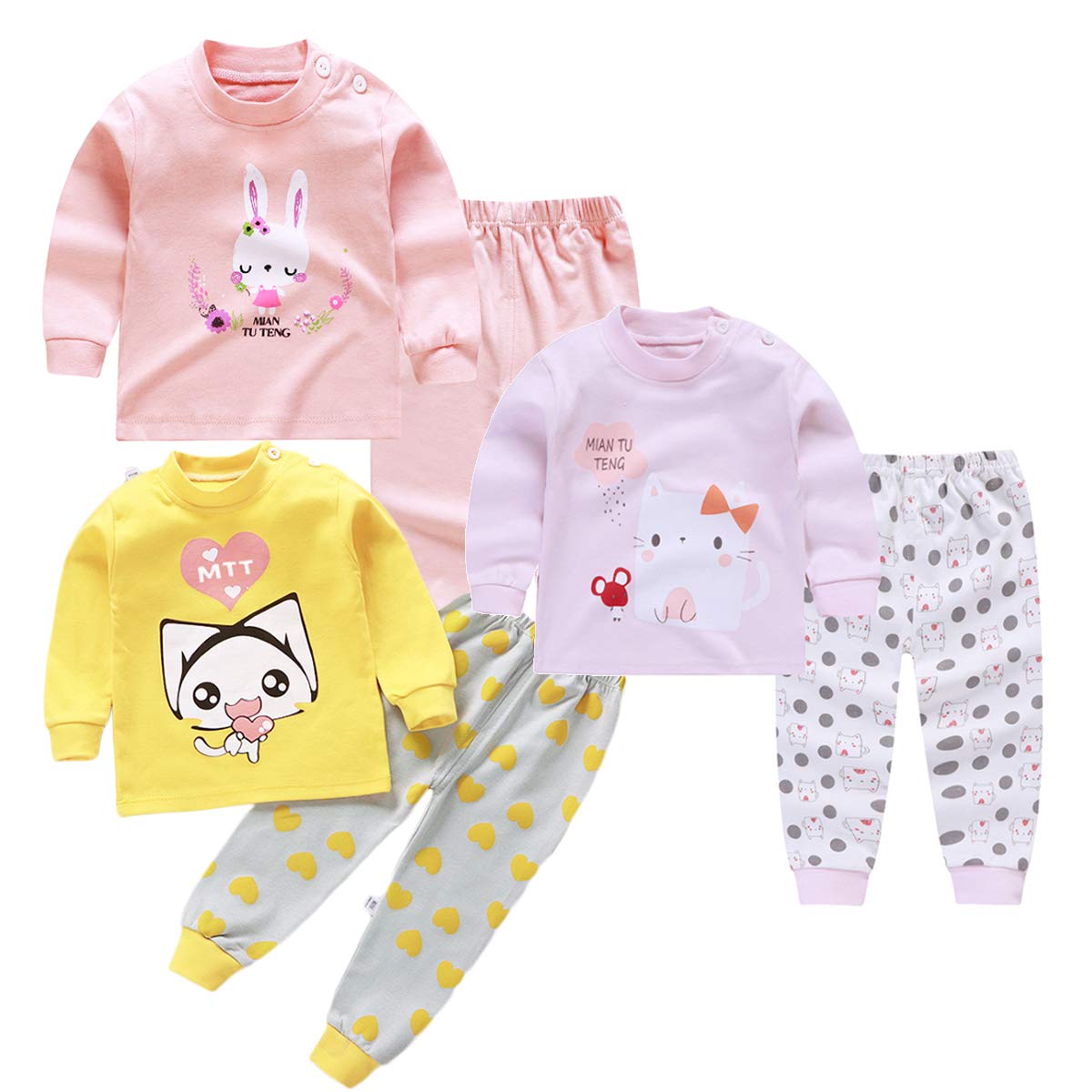 XM-Amigo Kids Base Layer 3 Thermal Set - Top & Bottoms，Girls Thermal Underwear Heating Long Underwear and Long Johns,Long Underwear Pants Thermal Pajamas, Girls01, 4 Years(105-115cm)