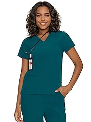 floralhue Scrub Tops for Women, Curved V-Neck Scrub