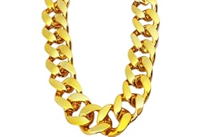 PINCUTE Men's Big Gold Chain Necklace: Fake Chunky Gold Chain Costume Accessories, Hip Hop Rapper Jewelry 80s 90s Punk Style Halloween Party