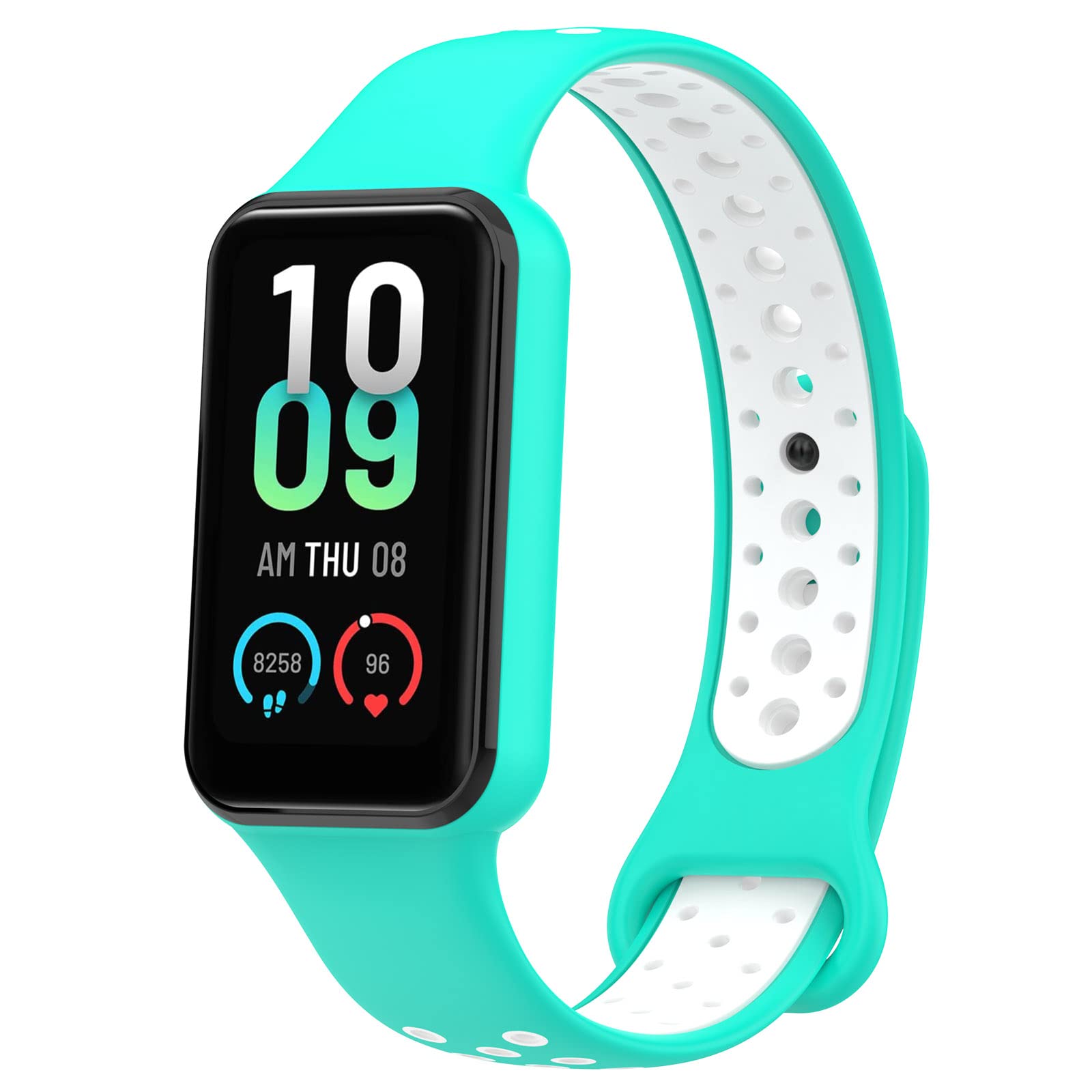 BoLuo Watch Bands for Huami Amazfit Band 7 Strap, Replacement Belt Watchband Silicone Bracelet Sport Strap Wrist Strap Armband for Huami Amazfit Band 7 (White Green)