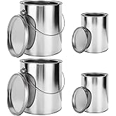 Acrux7 4 Pack Empty Paint Cans with Lids, 1 Gallon Paints Can with Lid & Handles (2) + 2 Quart Paints Can with Lid (2), Metal Unlined Paint Bucket Storage Containers for Painting, DIY Crafts