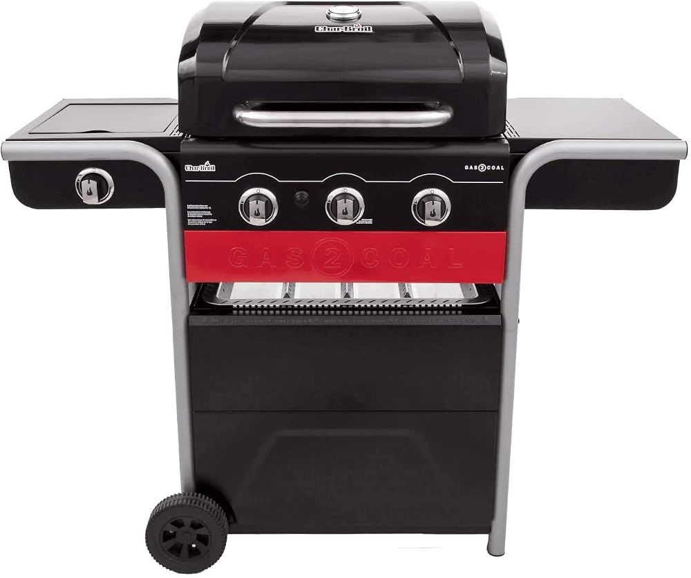 Char-Broil Gas2Coal 330 Hybrid 3-Burner Grill with Side Burner