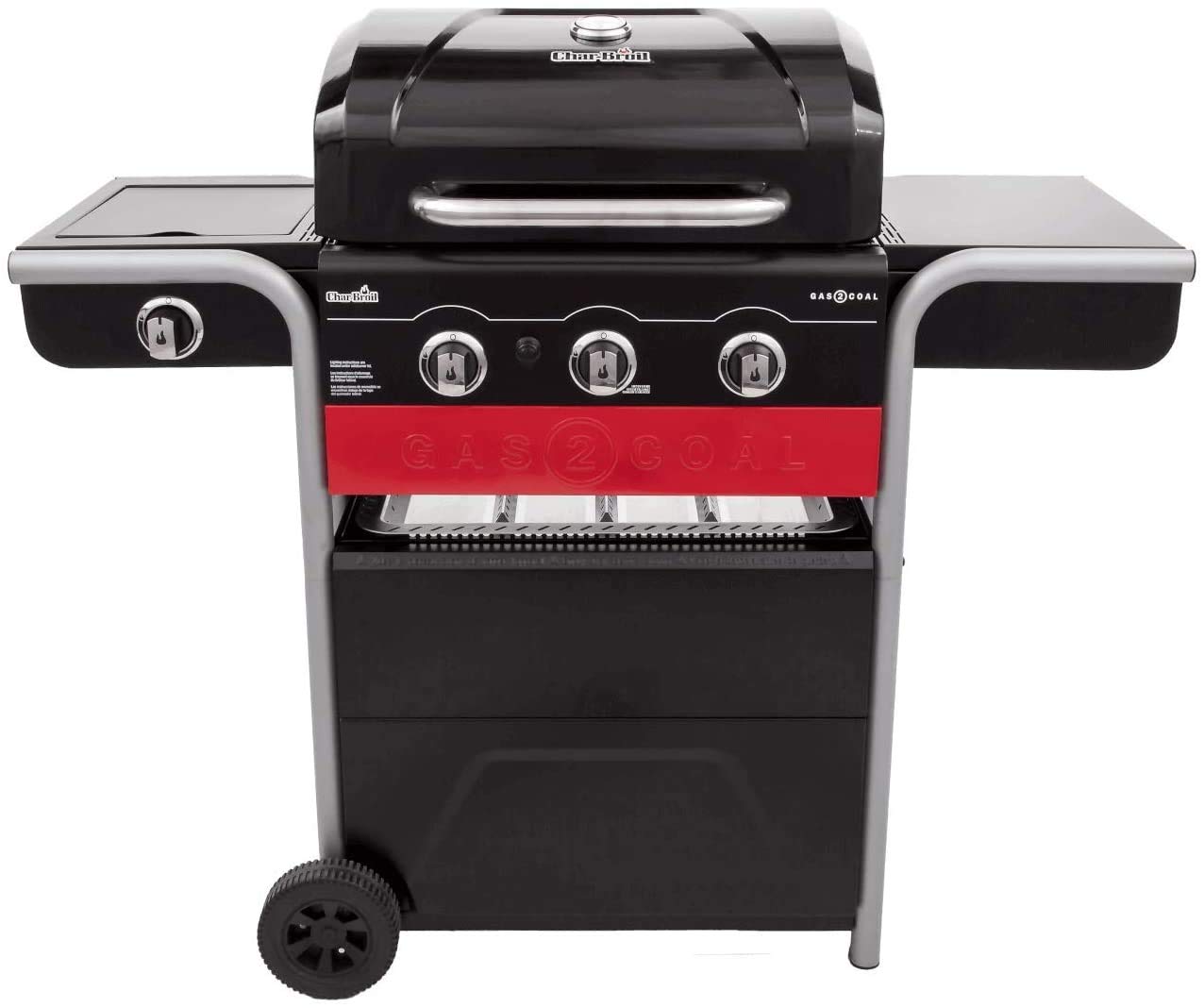 Char-Broil Gas BBQ Gas2Coal 330 Hybrid - 3-burner Gas & Coal Barbecue Grill - Ideal for Outdoor Cooking, Garden, Balcony and Patio