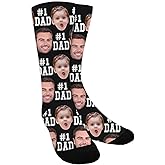 ShineSand Father's Day Personalized Gifts for Dad Custom Face Socks with Photo Personalized Crew Sock Best Dad Ever Gifts