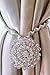 Sumnacon® 2 Packs Crystal Curtain Magnetic Tieback Flower Curtain Clips Buckle with Stretchy Wire Rope for Home Office Decoration, 11 inches Wire Spring (Silver Peacock)