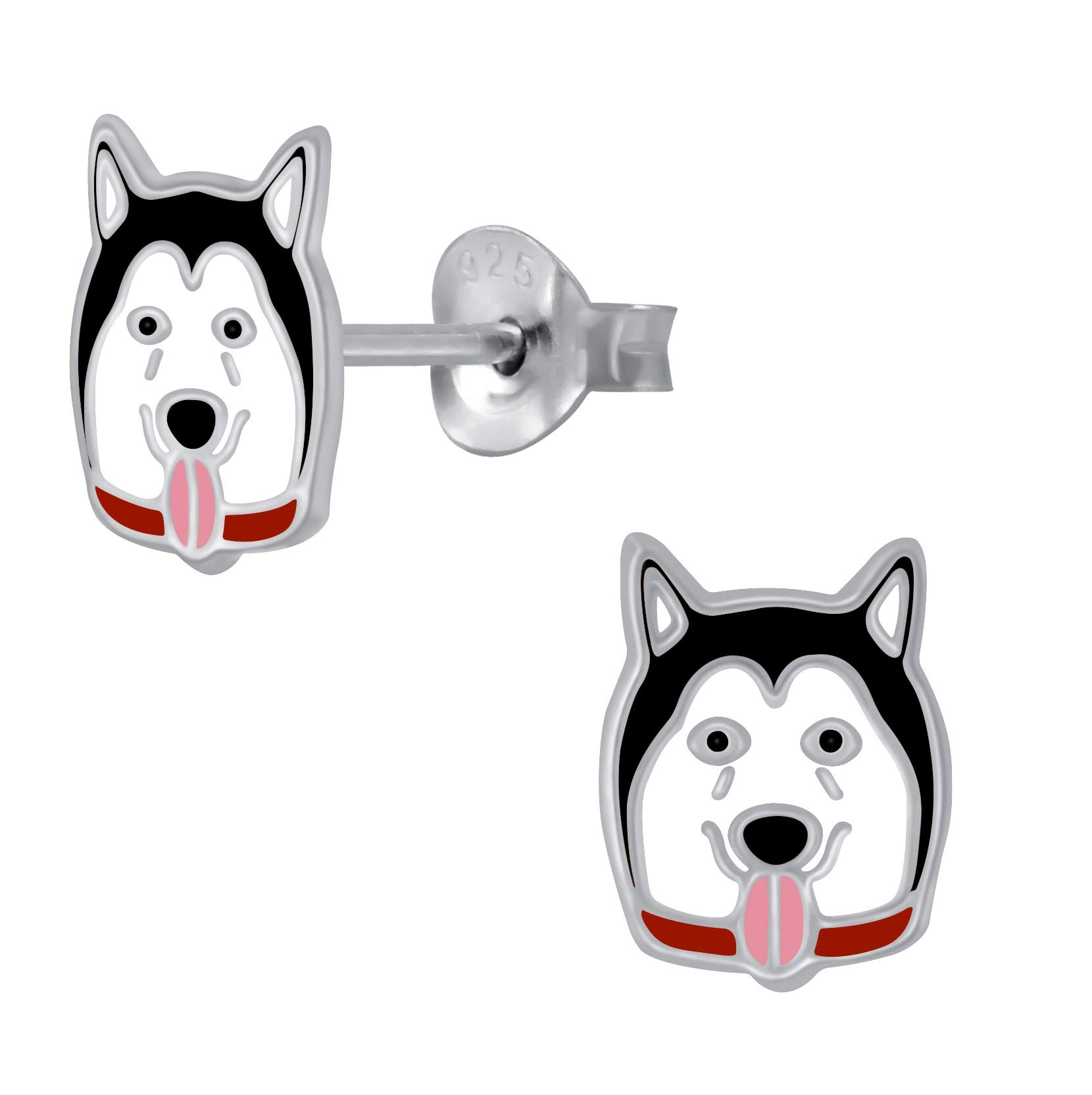 Siberian Husky Dog Earrings - Extra Small - 925 Sterling Silver