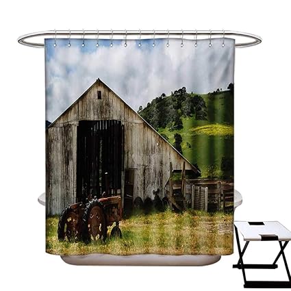 Blountdecor Rustic Shower Curtains Digital Printing Old Wooden