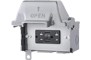 SURAIELEC Outdoor Outlet Box Waterproof, 20 AMP WRTR GFCI Receptacles, Rainproof 3R Enclosure, Horizontal Use, All Metal Elec