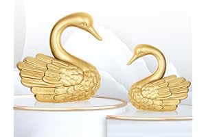 TANGWIN 2 Pack Window Treatment Finials for 1 Inch or 7/8 Inch Curtain Rods，Gold Curtain Rods Replacement Finials with M6 Screw,Decorative Hand Carved Swan Finials for Drapery Rods,Set of 2,Brass Gold