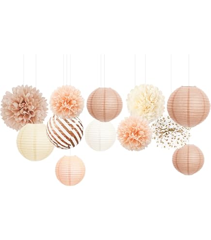 Lot De 12 Pompons En Papier De Soie D'automne - Orange, Rouge, Ivoire, Marron - Pour Mariage, Thanksgiving, Halloween