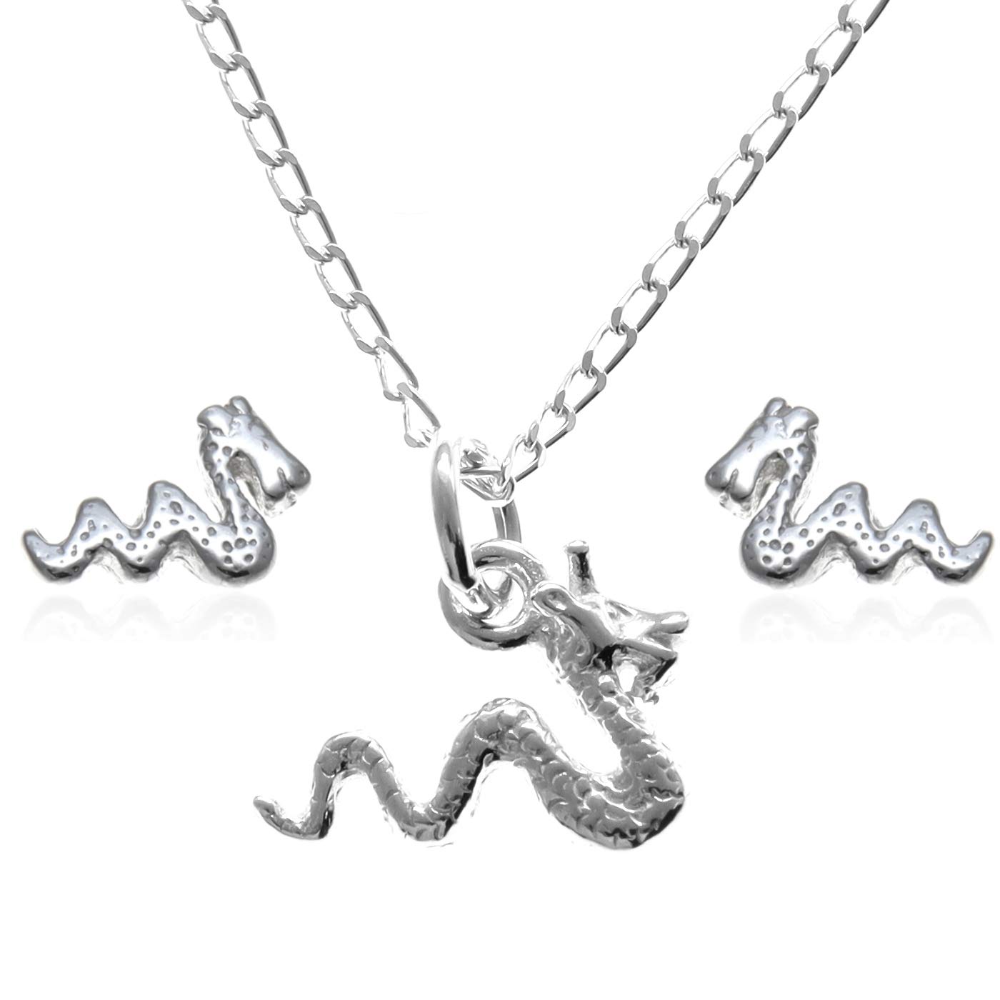 Alexander Castle Women's Jewellery Set 925 Sterling Silver Nessie Necklace and Earring Set - Scottish Gifts for Women Girls Teens with Jewellery Gift Box